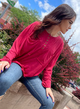 Load image into Gallery viewer, Long Sleeve Button Front Top - Carnelian Red
