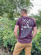 Load image into Gallery viewer, Howitzer We the People Men&#39;s Short Sleeve Tee Wine Heather back view
