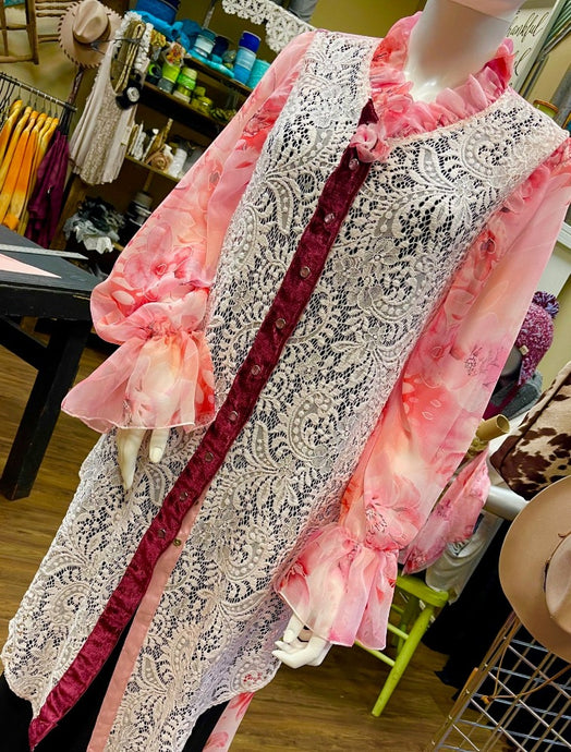 TW Spring Lace Jacket - White Pink and Wine Designed and handmade in America by Tailored West™