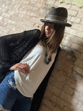 Load image into Gallery viewer, Tailored West Black Open Knit Maxi Cardigan
