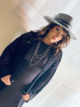 Load image into Gallery viewer, Tailored West Black Open Knit Maxi Cardigan
