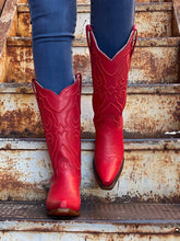 Load image into Gallery viewer, Corral Z5073 Red Boots with Matching Stitch Pattern and Inlay Tailored West Canon City Colorado Springs
