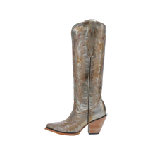 Load image into Gallery viewer, Embroidered Metallic Gold Tall Boot
