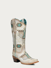 Load image into Gallery viewer, Eagle White - Turquoise Embroidered Boot
