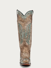 Load image into Gallery viewer, GOAT VINTAGE BONE AND TURQUOISE EAGLE OVERLAY SNIP-TOE BOOT
