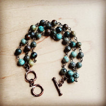 Load image into Gallery viewer, African Turquoise Triple Strand Bracelet 804s
