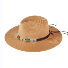Load image into Gallery viewer, Taupe Straw Sun Hat with Turquoise Beads Band

