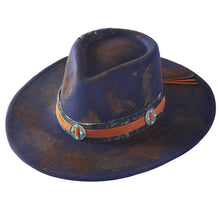Load image into Gallery viewer, Distressed Fabric Band Cowgirl Fedora Hat
