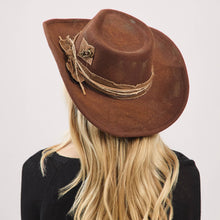 Load image into Gallery viewer, Distressed Fabric Band Rustic Cowgirl Fedora Hat
