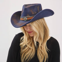 Load image into Gallery viewer, Distressed Fabric Band Cowgirl Fedora Hat
