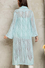 Load image into Gallery viewer, Open Weave Maxi Cardigan - Light Turquoise
