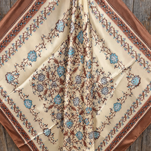 Load image into Gallery viewer, Brown and Aqua Floral Wild Rag - Western Scarf
