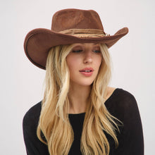 Load image into Gallery viewer, Distressed Fabric Band Rustic Cowgirl Fedora Hat
