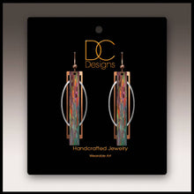 Load image into Gallery viewer, Orange Green Geometric Multilayer Metal Accent Handmade Earrings

