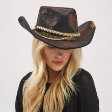Load image into Gallery viewer, Distressed Fabric Band Rustic Cowgirl Fedora Hat
