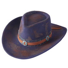 Load image into Gallery viewer, Distressed Fabric Band Cowgirl Fedora Hat
