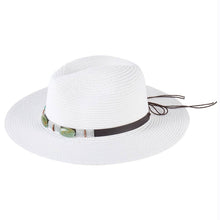 Load image into Gallery viewer, Taupe Straw Sun Hat with Turquoise Beads Band
