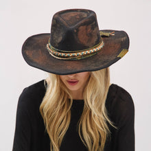 Load image into Gallery viewer, Distressed Fabric Band Rustic Cowgirl Fedora Hat
