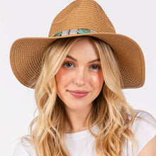 Load image into Gallery viewer, Taupe Straw Sun Hat with Turquoise Beads Band

