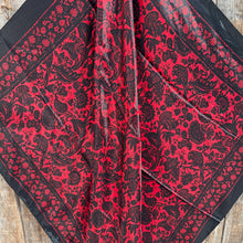 Load image into Gallery viewer, Black and Red Floral Paisley Wild Rag - Western Scarf
