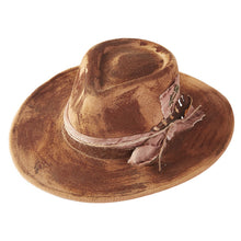 Load image into Gallery viewer, Rustic Cowgirl Feather and Band Fedora Hat
