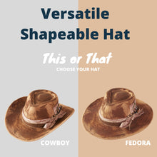 Load image into Gallery viewer, Rustic Cowgirl Feather and Band Fedora Hat
