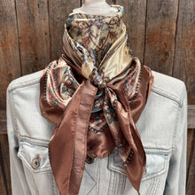 Load image into Gallery viewer, Brown and Aqua Floral Wild Rag - Western Scarf

