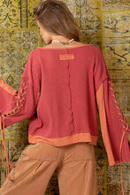 Load image into Gallery viewer, Tailored West Oversize Top with Lace-Up Sleeves - Dried Rose
