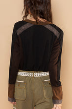 Load image into Gallery viewer, Tailored West Round-Neck Long Sleeve Top with 3/4 Snap Button Henley - Black
