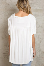 Load image into Gallery viewer, Tailored West Oversize High Low Top with Pearl Accents - Off White
