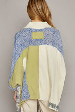 Load image into Gallery viewer, Patchwork Button Down Shirt - Celery Blue Multi

