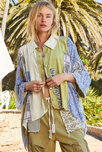 Load image into Gallery viewer, Patchwork Button Down Shirt - Celery Blue Multi
