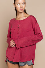 Load image into Gallery viewer, Long Sleeve Button Front Top - Carnelian Red
