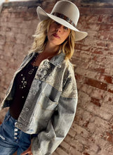 Load image into Gallery viewer, Tailored West Denim Jacket with Snake Skin Print Insets
