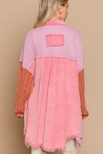 Load image into Gallery viewer, Corduroy Button Down Shirt with Knit Trim - Neon Pink &amp; Brick
