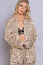 Load image into Gallery viewer, Tailored West Long Sleeve Sequin Button Front Top - Gold Beige
