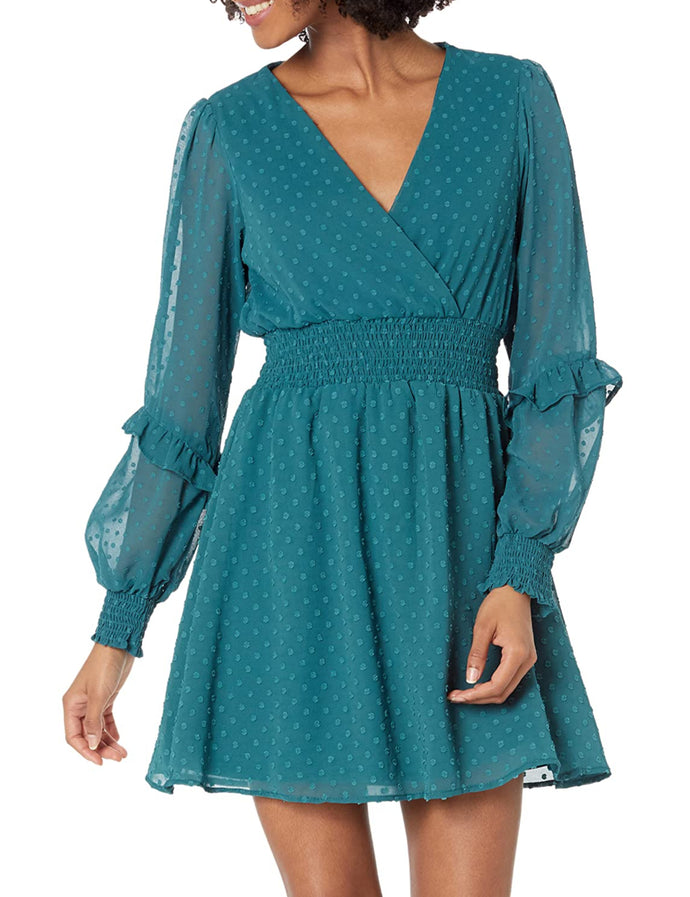 Swiss Dot Dress - Dark Teal