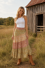 Load image into Gallery viewer, Multi Colored Smock Waist Maxi Skirt
