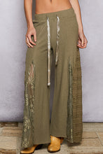 Load image into Gallery viewer, Wide Leg Pants with Lace and Satin Details - Olive

