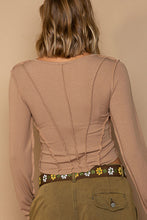 Load image into Gallery viewer, Deep V-Neck Long Sleeve Top - Milk Chocolate
