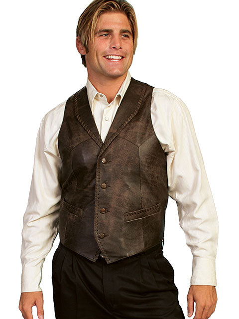 Men's Leather Vest - Brown Buff