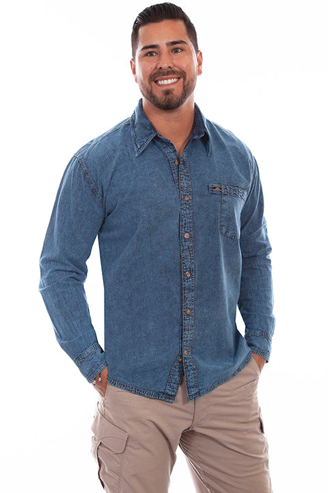 Men's Light Washed Denim Shirt