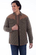 Load image into Gallery viewer, Men&#39;s Quilted Jacket with Suede Trim - Olive
