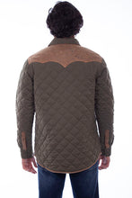 Load image into Gallery viewer, Men&#39;s Quilted Jacket with Suede Trim - Olive
