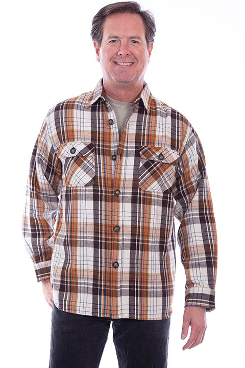Men's Elbow Patch Flannel Shirt - Brown