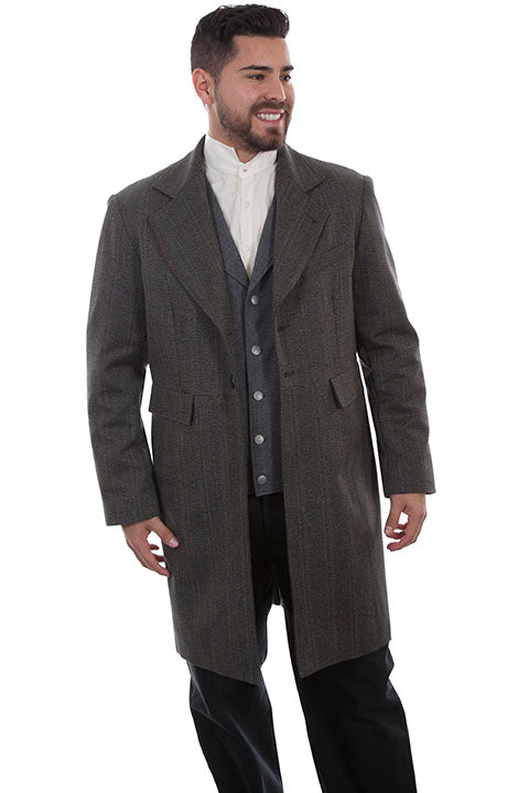 Men's Tonal Striped Frock Coat - Black