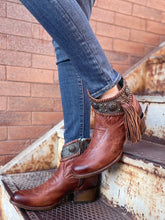 Load image into Gallery viewer, Corral Cognac and Turquoise Ankle Boots with Conchos A3196
