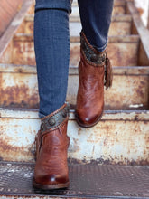 Load image into Gallery viewer, Corral Cognac and Turquoise Ankle Boots with Conchos A3196
