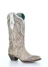 Load image into Gallery viewer, Corral White Overlay Crystal Studded Snip Toe Boots A3837
