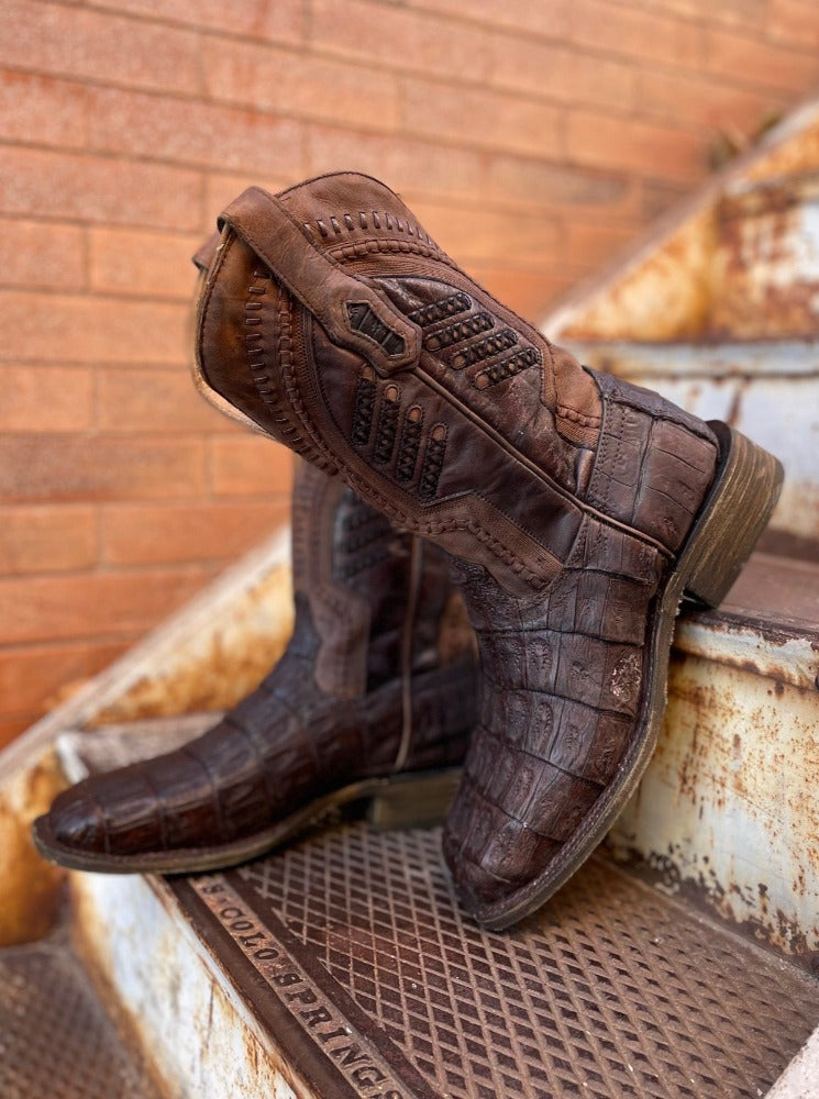 Men's Oil Brown Corral A3878 Caiman Western Boots with Square Toe